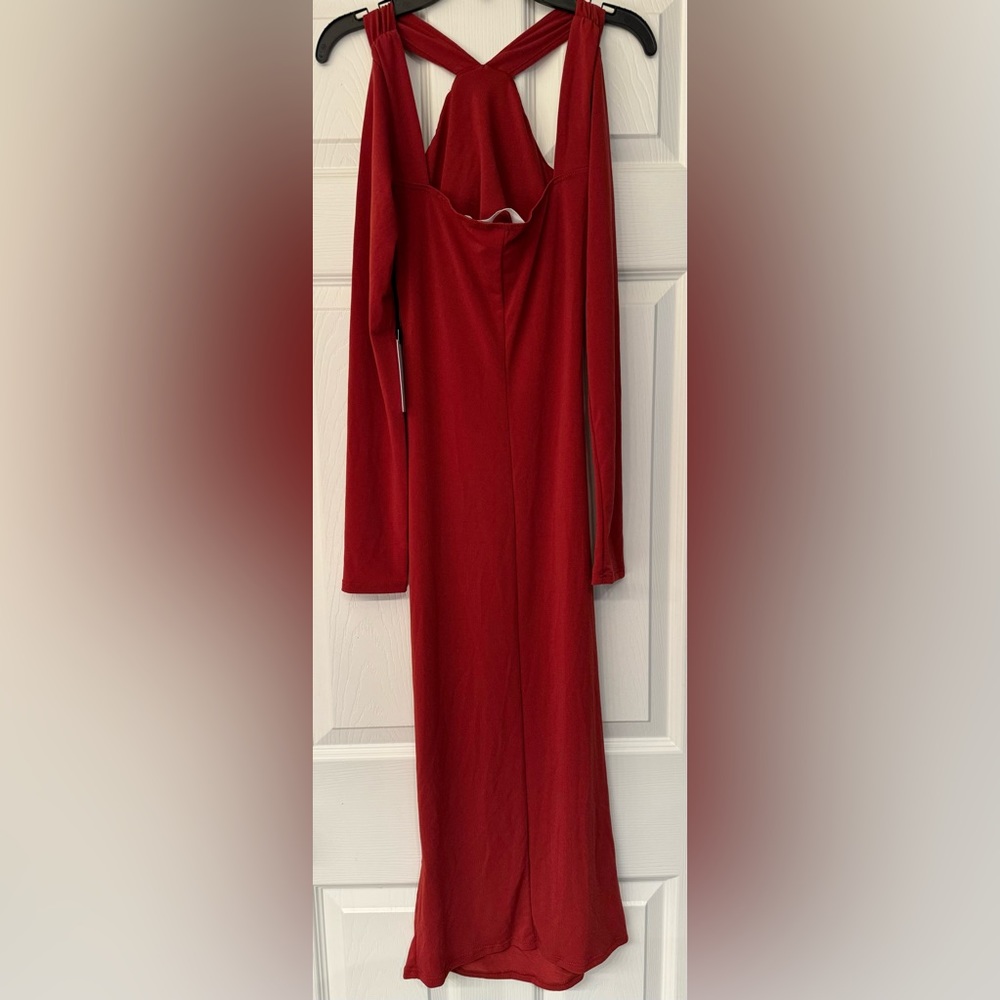 ASTR Wrapped Strap Women’s Red Maroon Rust Polyester Maxi Dress Size Small - Picture 4 of 11